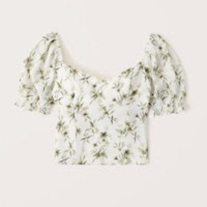 Abercrombie & Fitch Puff Sleeve Sweetheart Top, Size S